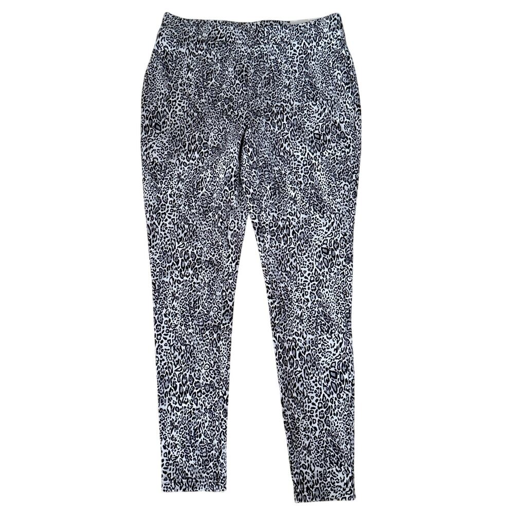 new CHICO'S black white cheetah print novelty slim stretch leggings pants